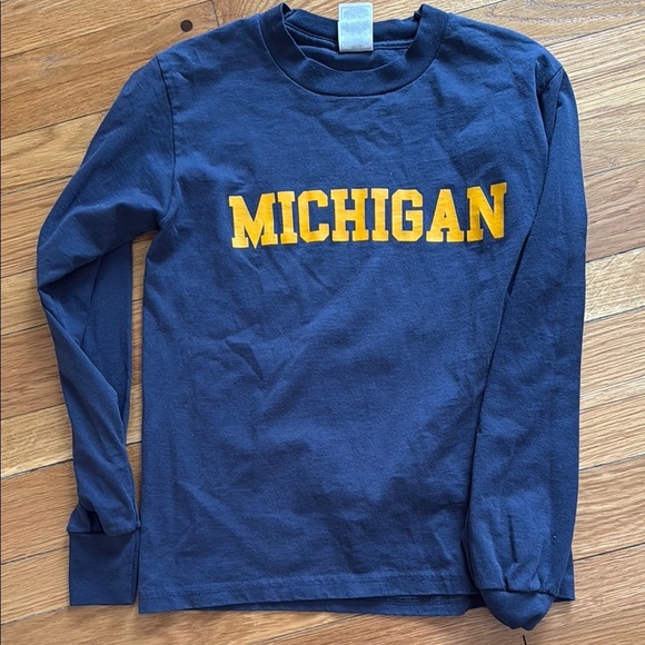 University of Michigan U of M TWO SIDED Long Sleeve T-Shirt Adult Small Go Blue - Picture 1 of 3